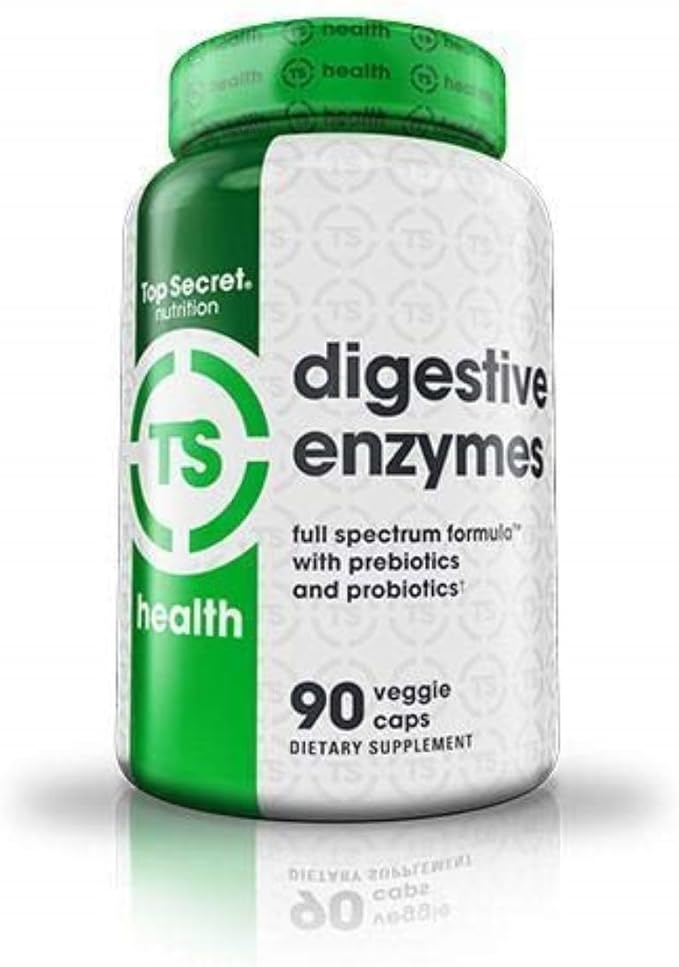 Top Secret Nutrition Digestive Enzymes | Full Spectrum Prebiotics &amp Probiotics | 10 Enzymes | for Gut Health Bloating &amp Nutrient Absorption | 90 Capsules