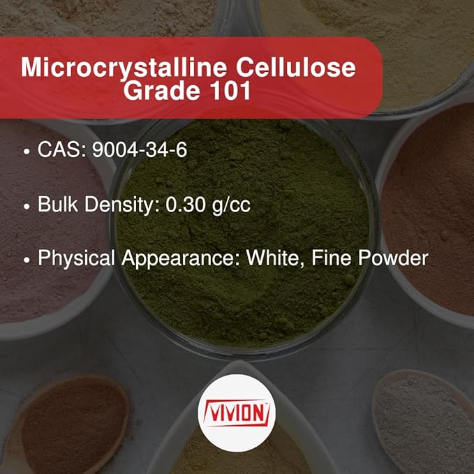 Microcrystalline Cellulose Powder Type 101-1 kg (2.2 lb) - Tablet Binder Direct Compression DC Excipient Filler