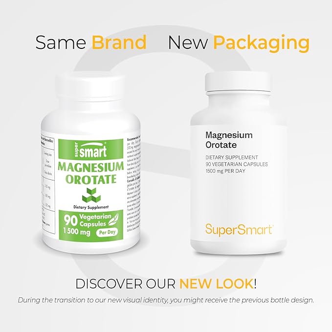 SuperSmart - Magnesium Orotate 1500mg per Day - High Absorption Magnesium Supplement | Non GMO &amp Gluten Free - 90 * 3 Vegetarian Capsules