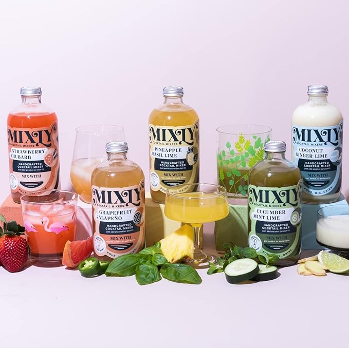 Mixly Pear Honey Vanilla Lime Mixer Made with Fresh Squeezed Juice Ready to Drink Use with Vodka Gin Soda Water 16 oz.