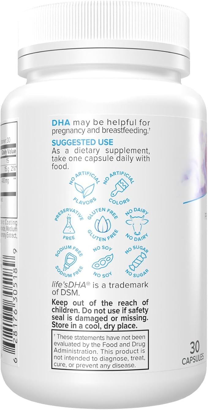 Portions Master DHA Prenatal renatal Omega-3 Supplement with 300 mg DHASupports Fetal Brain &amp Eye Development Pregnancy &amp Breastfeeding Nutrition Non-GMO Gluten-Free (30 Softgels)