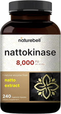 NatureBell Nattokinase - 240 Capsules - 8000 FU Max Strength from Fermented Natto Extract - for Heart Health Healthy Circulation &amp Daily Wellness Support*