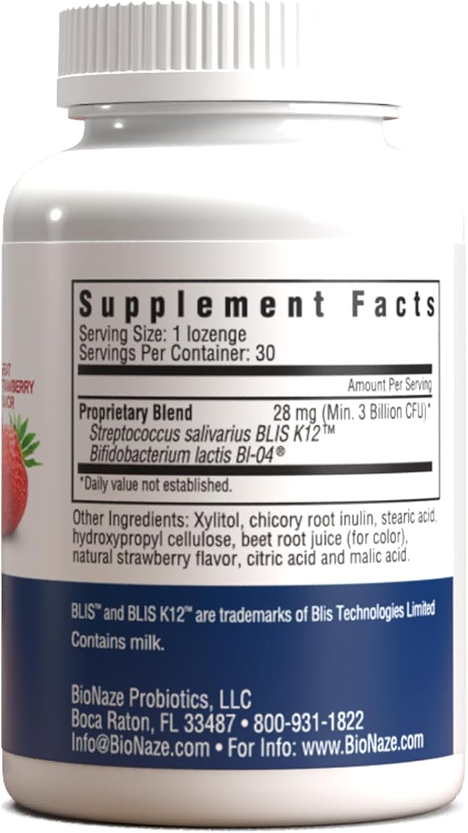 BioNaze Oral Probiotic BLIS K12 &amp BL-04 for Sinus Tonsil Stones Bad Breath Post Nasal Drip Throat Mouth Teeth &amp Gut - Improve Oral &amp Respiratory Health. Clinically Proven Probiotic S