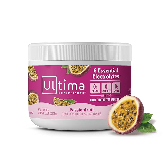 Ultima Replenisher Daily Electrolyte Powder Drink Mix – Sugar Free – Passionfruit 30 Servings – Hydration Powder with 6 Key Electrolytes and Trace Minerals – Keto Friendly Non-GMO