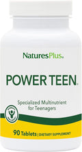 NaturesPlus Source of Life Power Teen - 90 Vegetarian Tablets - Teen Multivitamin with Minerals &amp Whole Foods for Mental Focus Energy Booster - Gluten-Free - 45 Servings