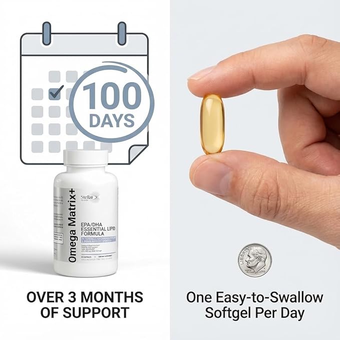 Omega Matrix+ Omega 3 Fish Oil Supplement 1000mg EPA DHA Omega 3 Fish Oil Omega 3 Supplements Brain Supplement Heart &amp Joint Support 100 Softgels