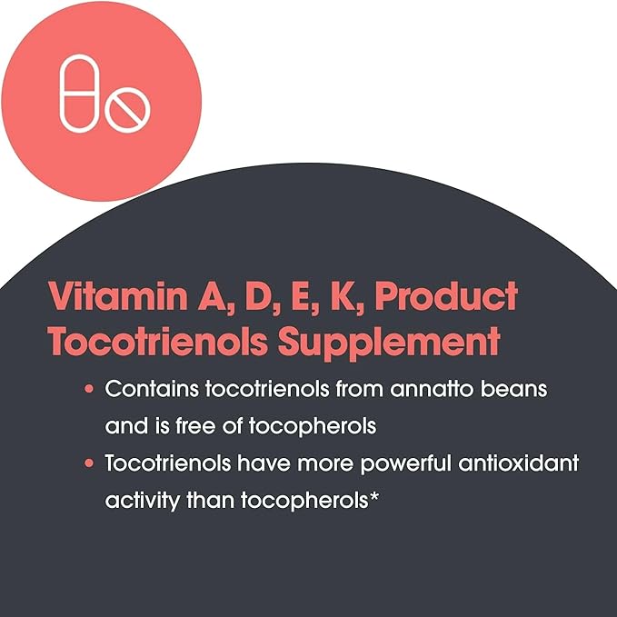 Allergy Research Group Delta-Fraction Tocotrienols Dietary Supplement - Vitamin E Cardiovascular Health Hypoallergenic Softgels - 90 Count 125 mg