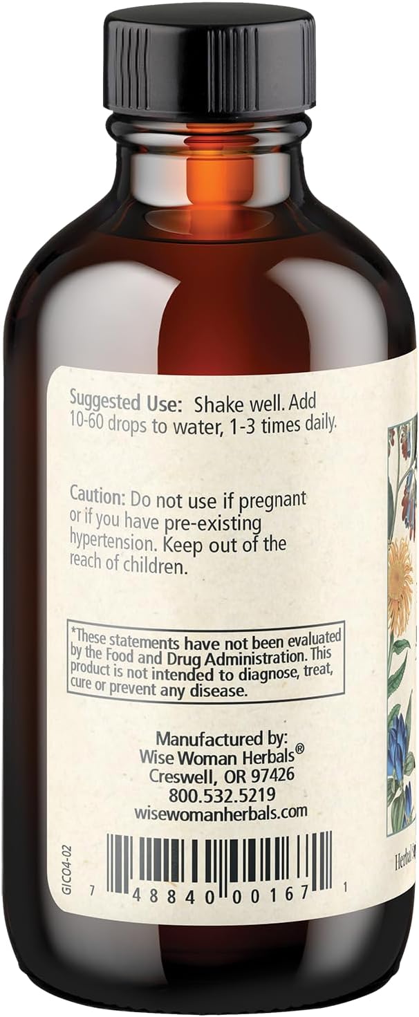 Wise Woman Herbals Adrenal Tonic Liquid Extract Herbal Adaptogen Blend with Eleuthero Ashwagandha &amp Licorice Supports Healthy Adrenal Function Energy Stamina Stress &amp Focus Non-GMO 4 F