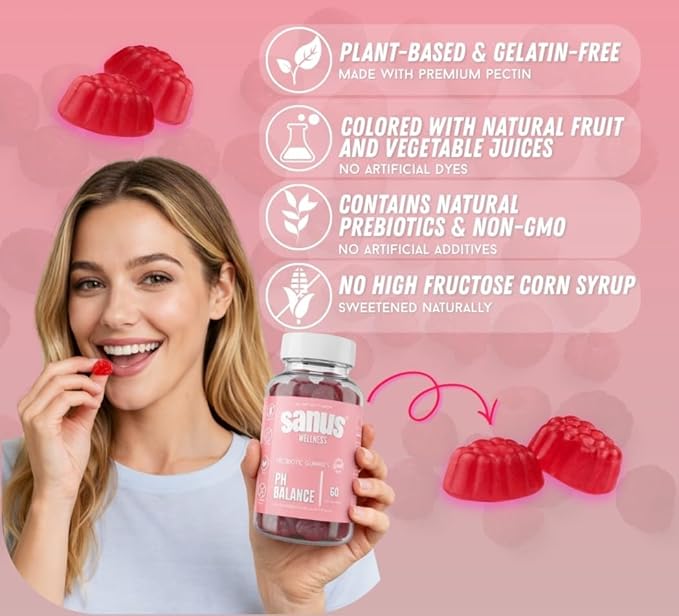 Probiotics for Women Gummies with Raspberry – 6 Premium Strains for pH Balance Digestive Health Vaginal &amp Immune Support 3 Billion CFU Women's Probiotic Gummy for Feminine Health – 60 Gummies
