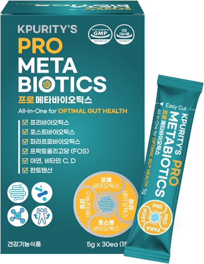 KPurity Prometabiotics All-in-One for Optimal Gut Health 5g x 30 Sticks Powder Probiotics Prebiotics 15 Billion CFU 19 Strains Immune Support Digestive Health Supplement