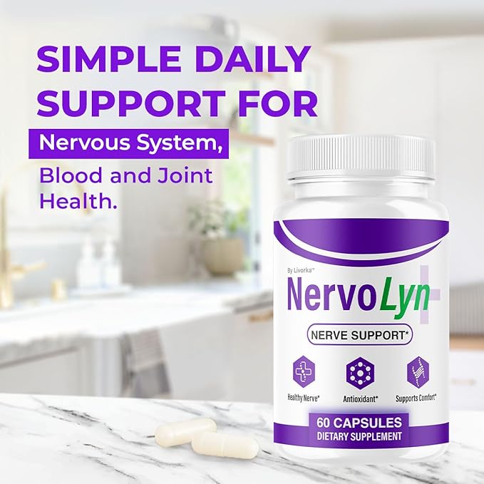 (2 Pack) NervoLyn Capsules - Official Nervo Lyn Advanced Supplement Formula Nerve Health Natural NervoLyn Brain &amp Memory Focus Vitamins Suppor for Overal Health &amp Wellness 120 Capsules for 2