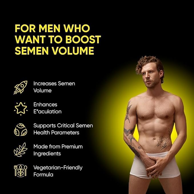 Semen Volume Support Capsules for Men – Zinc Rose Hip &amp Vitamin C – Reproductive Health &amp Vitality – 60 Capsules - 1 Month Supply
