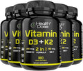 Health Dose Vitamin D3 10000 IU + K2 (MK7) Supplement 2-in-1 Formula Immune Support a Healthy Mood Heart Joint Teeth Bone Health Calcium Absorption 180 softgels. (5)