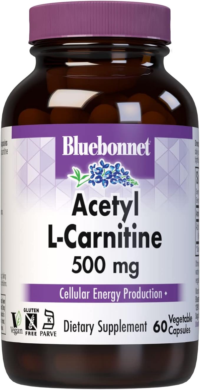 Bluebonnet Acetyl L-Carnitine 500 mg Vitamin Capsules 60 Count