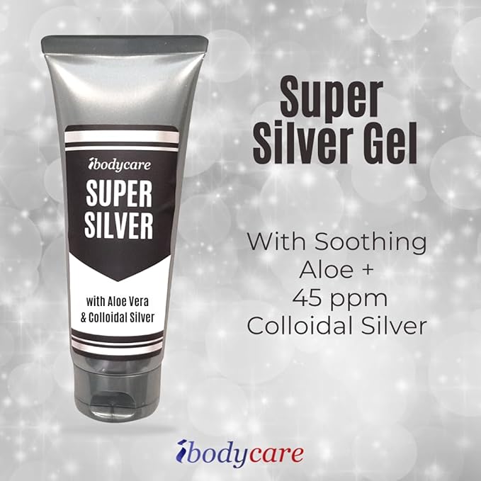 Super Silver Colloidal Silver Gel Nano-Silver 45 PPM Skin Gel for Skin Comfort &amp Wellness Healing Moisturizing and Soothing - 4 Oz Various Sizes (2)
