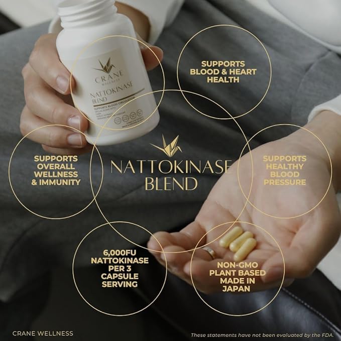 NATTOKINASE Blend 6000 FU | Non-GMO Vegan Gluten Free | Made in Japan Family Owned Over 50 Years | Traditional Japanese Enzyme