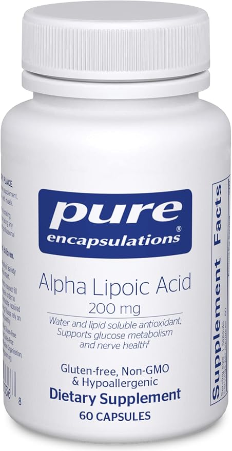 Pure Encapsulations Alpha Lipoic Acid 200 mg - 200mg ALA - Liver &amp Antioxidant Support* - for Nerve Health &amp Carb Metabolism - Vegan &amp Non-GMO Supplement - 60 Capsules