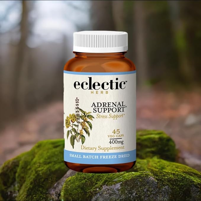 Eclectic Herb - Adrenal Support Capsules | Herbal Supplement | Rhodiola &amp Ashwagandha Supplements | Fatigue Support | Vegan Non-GMO Gluten-Free (45 CT | 400 mg)