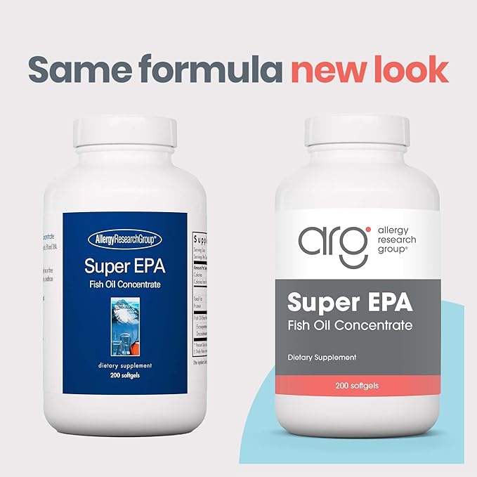 Allergy Research Group Super EPA - Omega 3 Supplement Fish Oil Concentrate EPA DHA Omega 3 Fatty Acids Sustainably-Sourced Anchovies Softgels - 200 Count