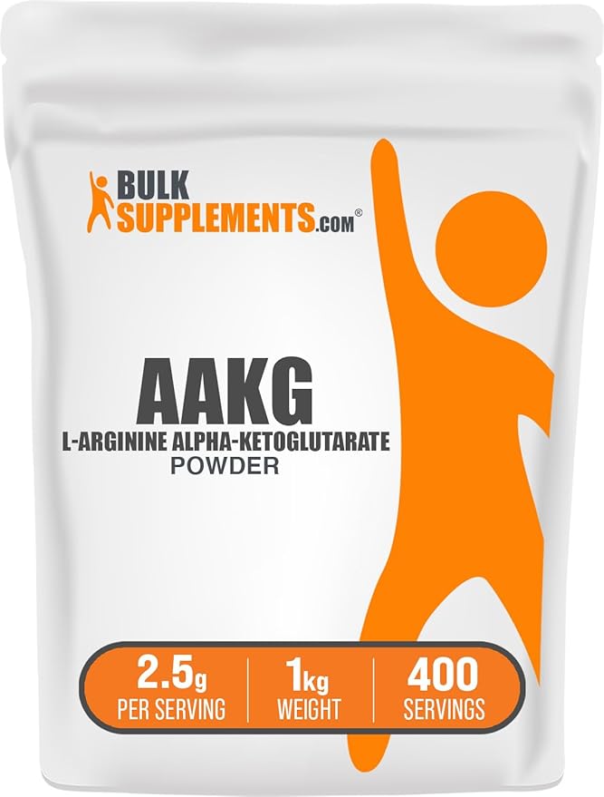 BulkSupplements.com AAKG Powder - Arginine AKG Supplement Nitric Oxide Supplement Unflavored &amp Gluten Free 2.5g per Serving 1kg (2.2 lbs) (Pack of 1)