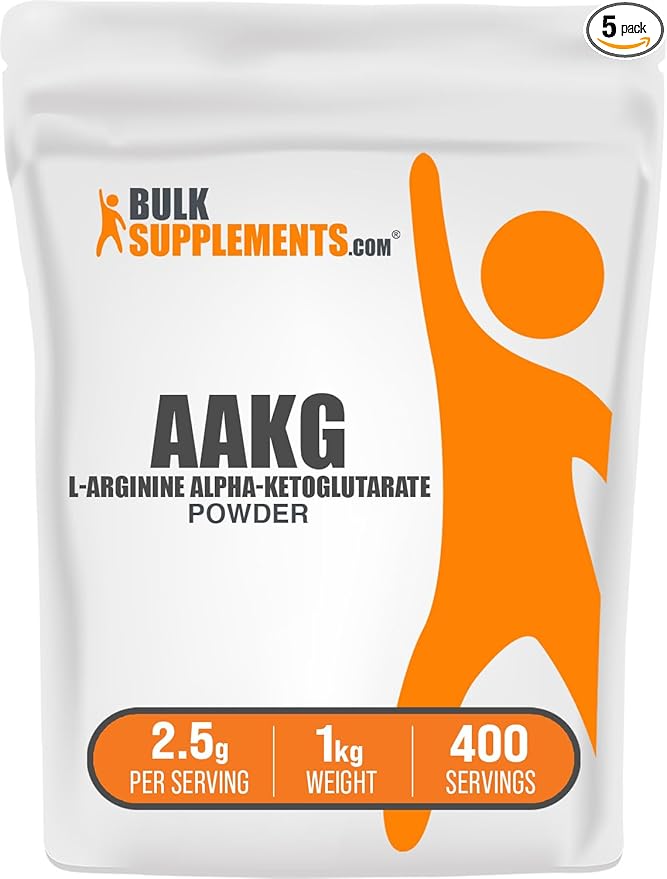 BulkSupplements.com AAKG Powder - Arginine AKG SupplementNitric Oxide Supplement - Unflavored &amp Gluten Free 2.5g per Serving 1kg (Pack of 5) (11 lbs)