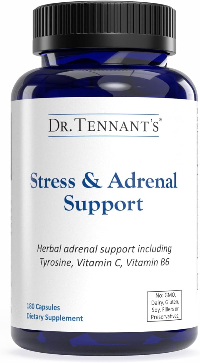 Dr. Tennant's Stress &amp Adrenal Support Helps Cortisol Production &amp Stress Management Promotes Endocrine Health Immune &amp Cellular Function Each Capsule has 200 mg of Bovine Adrenal