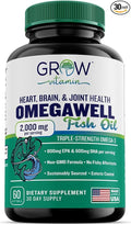 grow vitamin Triple Strength Omega 3 Fish Oil 800 mg EPA 600 DHA Supplement for Heart Brain &amp Immune Support Absorbable Triple Strength Sustainably Sourced - Mini Softgels - 30 Day Supply