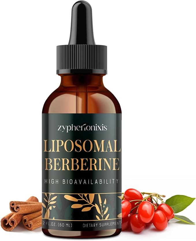 Liposomal Berberine HCL Supplement Liquid 3000mg - High Absorption Berberine Drops with Ceylon Cinnamon - 12-in-1 Formula AMPK Activator Sugar Free - 2 fl oz