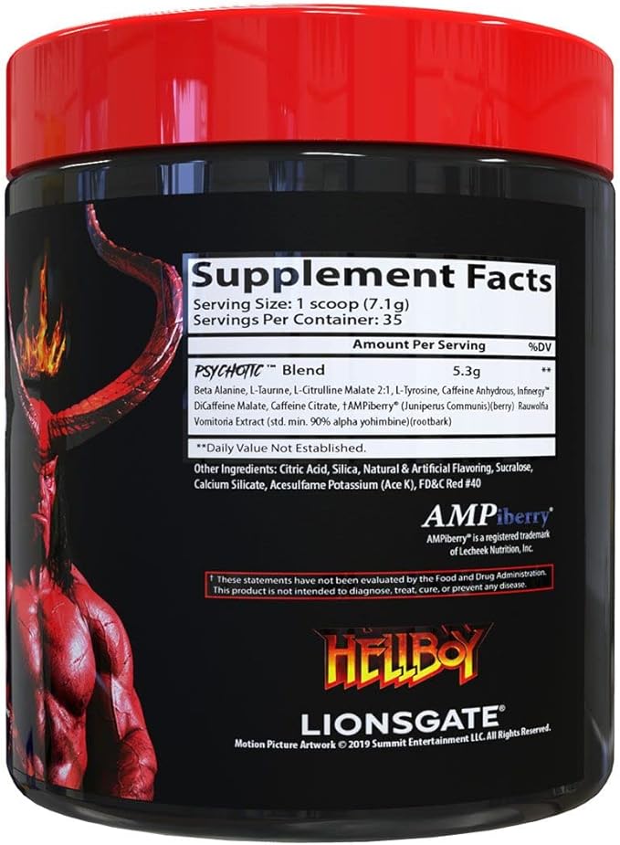 Insane Labz Hellboy Bundle Psychotic Hellboy Pre Workout and Insane Amino BCAA Increase Muscle Mass Strength Focus and Recovery Time Fruit Punch