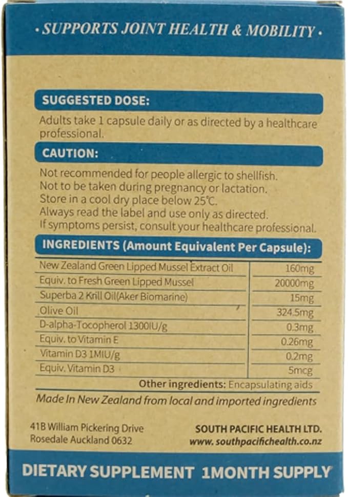 SPH 100% NZ Green-Lipped Mussel Oil 20000 + Krill Oil 90 Capsules New_Zealand Joint Health Supplements (Pack of 3)