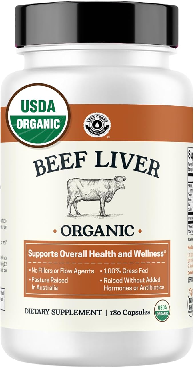 USDA Organic Beef Liver Capsules – Grass Fed &amp Pasture Raised in Australia – Nutrient Dense Superfood for Energy &amp Wellness – No Fillers Freeze-Dried Liver Supplement – 180 Capsules