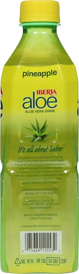 Iberia Aloe Vera Juice Drink Pineapple 16.9 Fl Oz (Pack of 24)