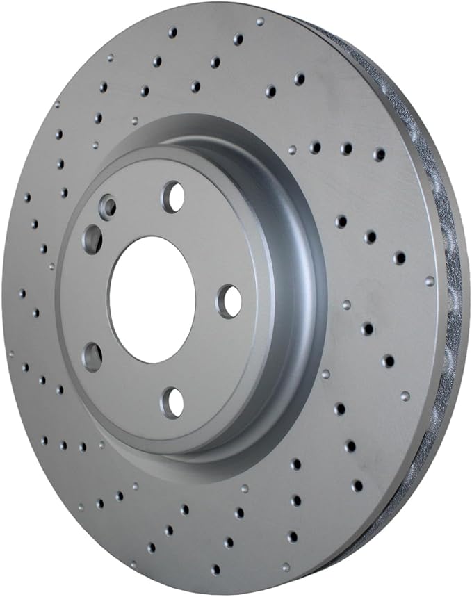 Drilled Coated Vented 320mm 5 Lugs Disc Rotors and Akebono EURO Ceramic Pads Electronic Sensors Front Brake Kit For Infiniti QX30 Benz C117 CLA250 X156 GLA250 2.0L L4 Sport Package
