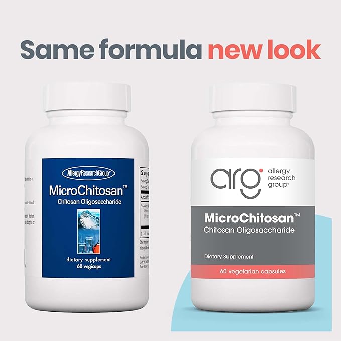 Allergy Research Group MicroChitosan Supplement - Chitosan Chitosan Oligosaccharide Cleansing Support Binder Enhanced Detoxification 1800mg Vegetarian Pills - 60 Count