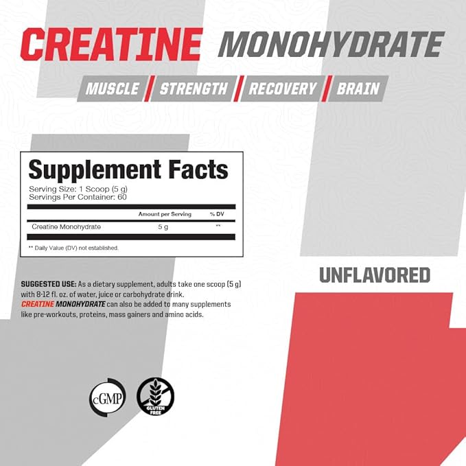 Undefined Nutrition Creatine Monohydrate by Brian Shaw (Unflavored 60 Servings) - Easy Mixing and Absorbing Micronized Creatine Monohydrate Powder - Supports Muscular Energy Power and Brain Health