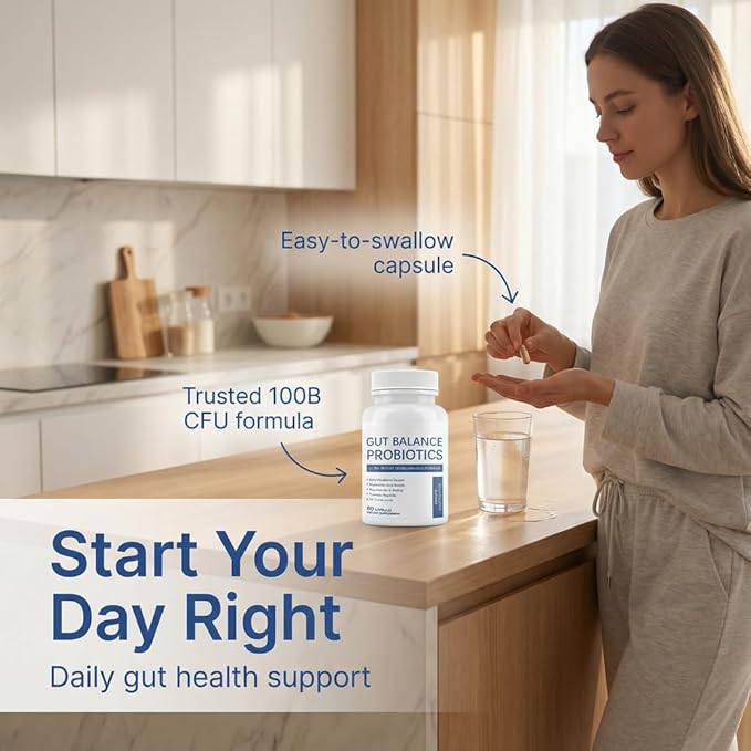 Gut Balance Probiotics - 100 Billion CFU with 16 Diverse Strains Digestive &amp Immune Support for Adults Vegan Capsules (60 Count)