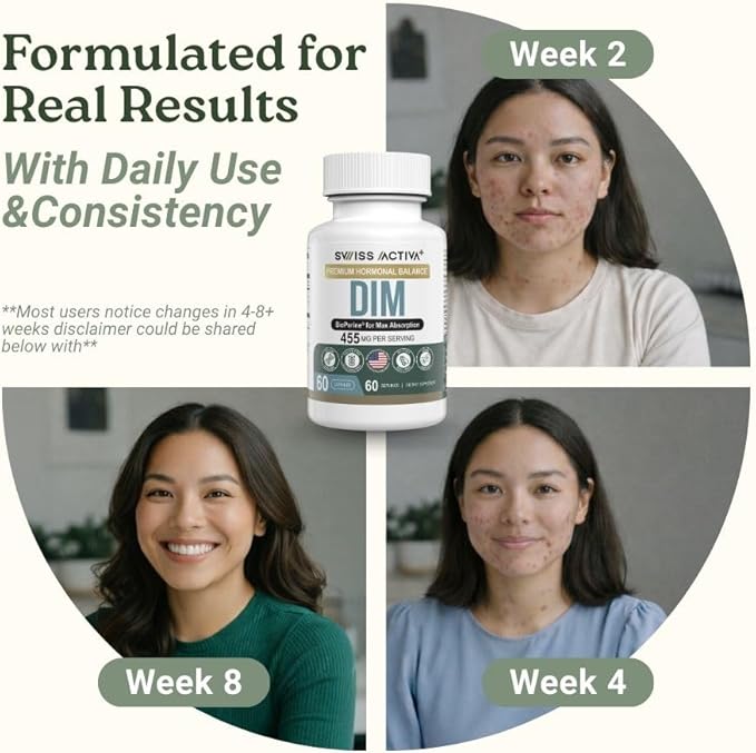 Swiss Activa+ Labs DIM Supplement – Hormone Balance for Women &amp Men – Estrogen Supplement for Women and Men– Supports Hormonal Acne &amp Menopause Symptoms| Gluten Free Non-GMO &amp Vegan – 180