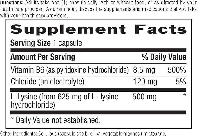 Country Life L-Lysine 500mg with B-6 Supports Immune Health Promotes Collagen Renewal in Lips and Mouth 250 Vegan Capsules Certified Gluten Free Certified Vegan