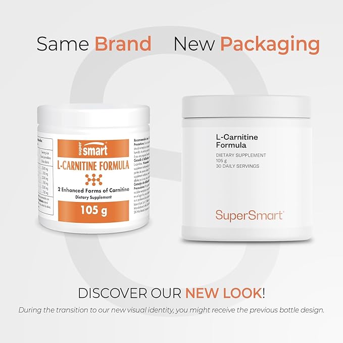 Supersmart - L-Carnitine Formula - with Acetyl &amp Tartrate - Amino Acids | Non-GMO &amp Gluten Free - 105 g