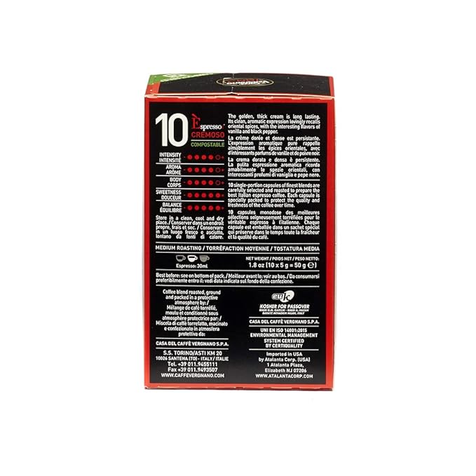 Caffe Vergnano Cremoso Capsules Compatible with Original Line Machines By Nespresso - 60 Capsules (6 packs - 10 capsules each) (Pack of 6)