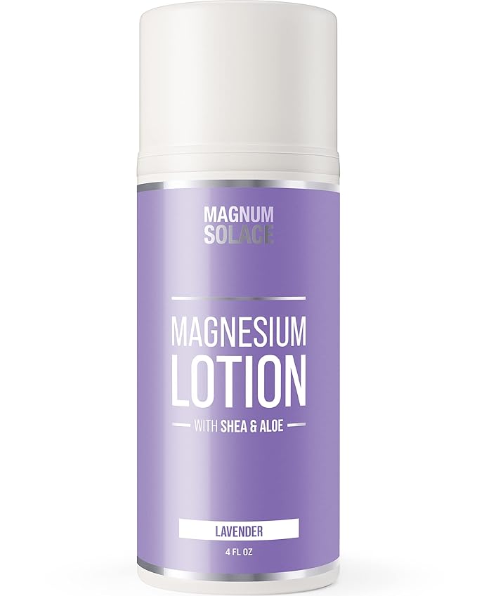 Magnum Solace Magnesium Lotion – Super Concentrated – Made with Aloe and Shea – Safe for Kids Made in the USA (Lavender)
