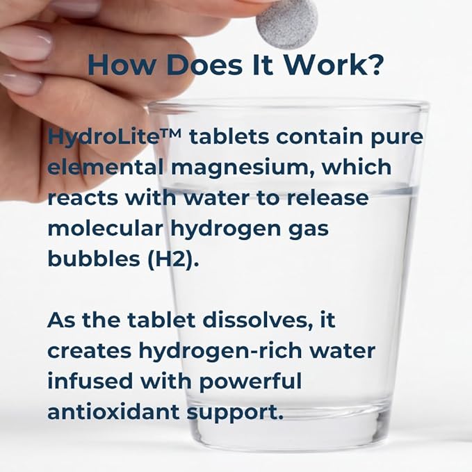 HydroLite Molecular Hydrogen Tablets for Drinking Water | Highest Concentration H2 12000 PPB | Energy Booster Enhance Performance &amp Recovery | Made in USA 30 Tablets (Raspberry)