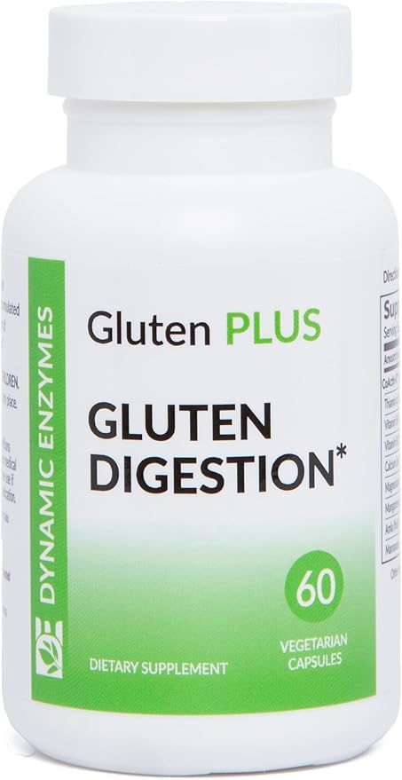 Gluten Plus Advanced Digestive Enzymes – DPP-IV Enzyme Complex for Gluten &amp Casein Digestion – Helps Digest Wheat Barley &amp Rye – Supports Digestive Comfort – 60 Veg Capsules