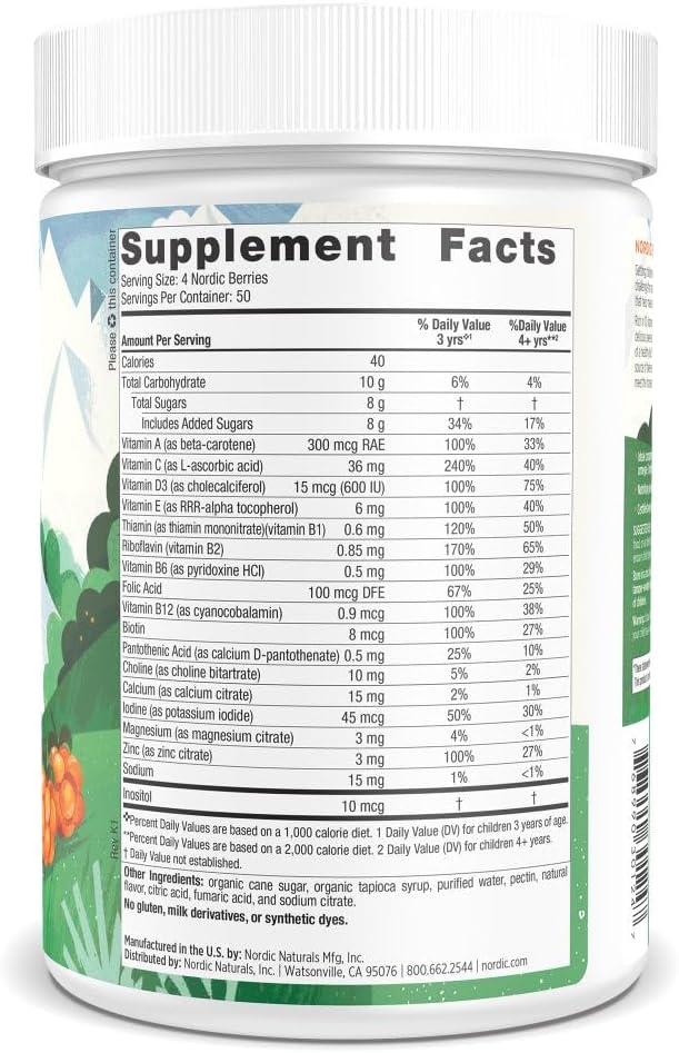 Nordic Naturals Nordic Berries Citrus - 200 Gummy Berries - Great-Tasting Multivitamin for Ages 3+ - Growth Development Optimal Wellness - Non-GMO Vegetarian - 50 Servings