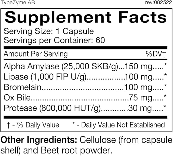 D'Adamo Personalized Nutrition TypeZyme - Digestive Enzyme (Blood Type AB)