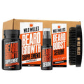 Wild Willies All-in-One Beard Growth Kit - Includes Beard Boost Serum Oil &amp Growth Supplement Boar Bristle Brush - Perfect Grooming Kit for Men - Achieve Thicker Fuller Healthier Beard