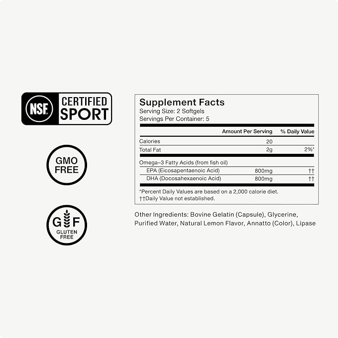 Momentous Creatine Monohydrate Powder &amp Omega-3 Fish Oil 1600 mg - Daily Omega-3 Supplement for EPA &amp DHA -Supports Strength Lean Muscle Recovery &amp Joint Health - NSF Certified for Spo