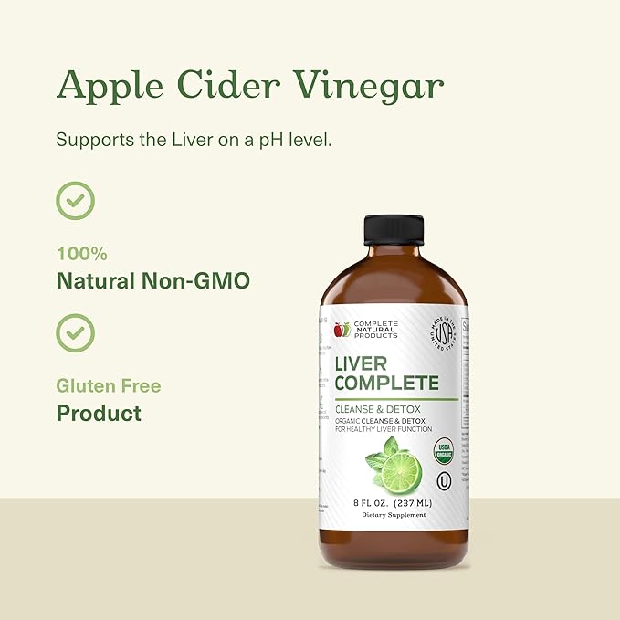 Liver Complete Liquid 8 oz - Organic Liver Cleanse Detox Formula Herbal Support for High Enzymes with Milk Thistle Dandelion Chanca Piedra Easy Absorbing Natural Tincture USA Made Family Crafted