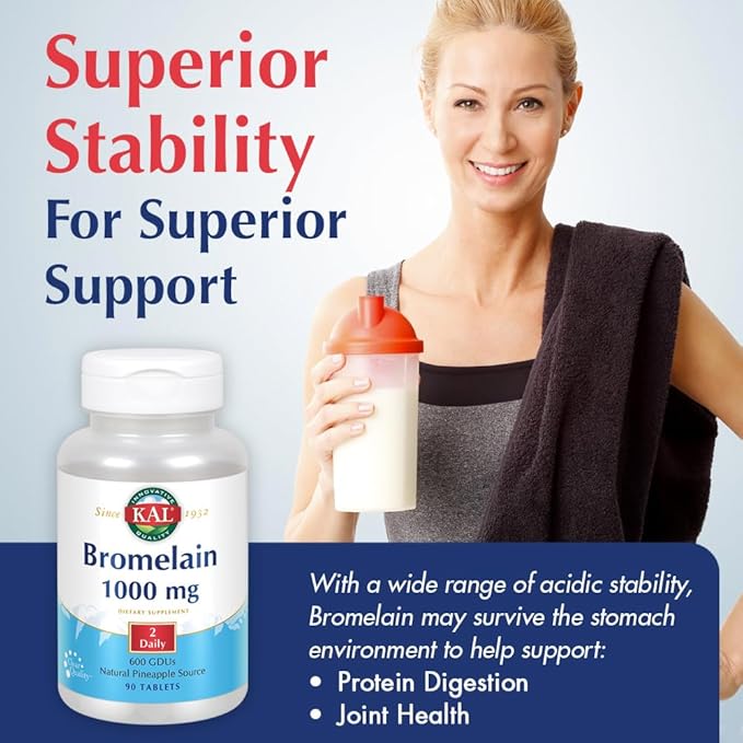 KAL Bromelain Tablets 1000 mg 90 Count