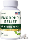 Collinsonia Root Hemorrhoid Relief - Organic Stone Root for Veins &amp Hemorrhoid Swelling and Discomfort - Natural Herbal Formula Non-GMO - 100 Capsules